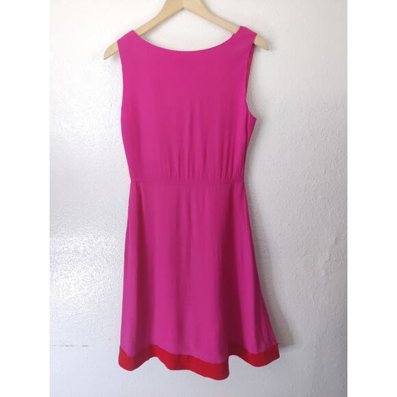 Kate Spade Pink & Red Trim Color Block Sleeveless A-Line Dalene Dress Size 4 - Picture 5 of 9